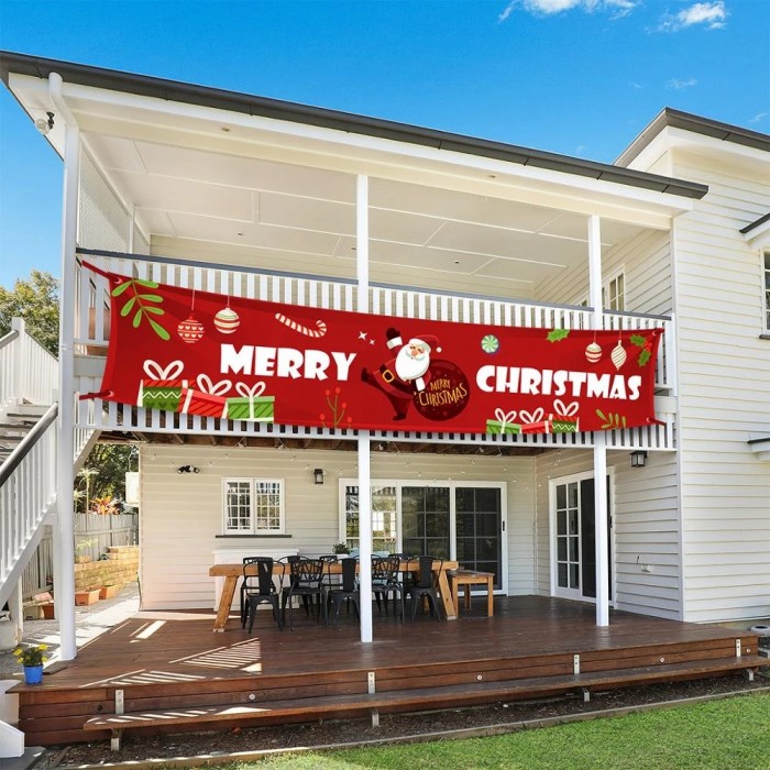 Banner Spanduk Merry Christmas Outdoor Dekorasi Natal Krans Pintu Kaca Hiasan Natal Harga Grosir Termurah