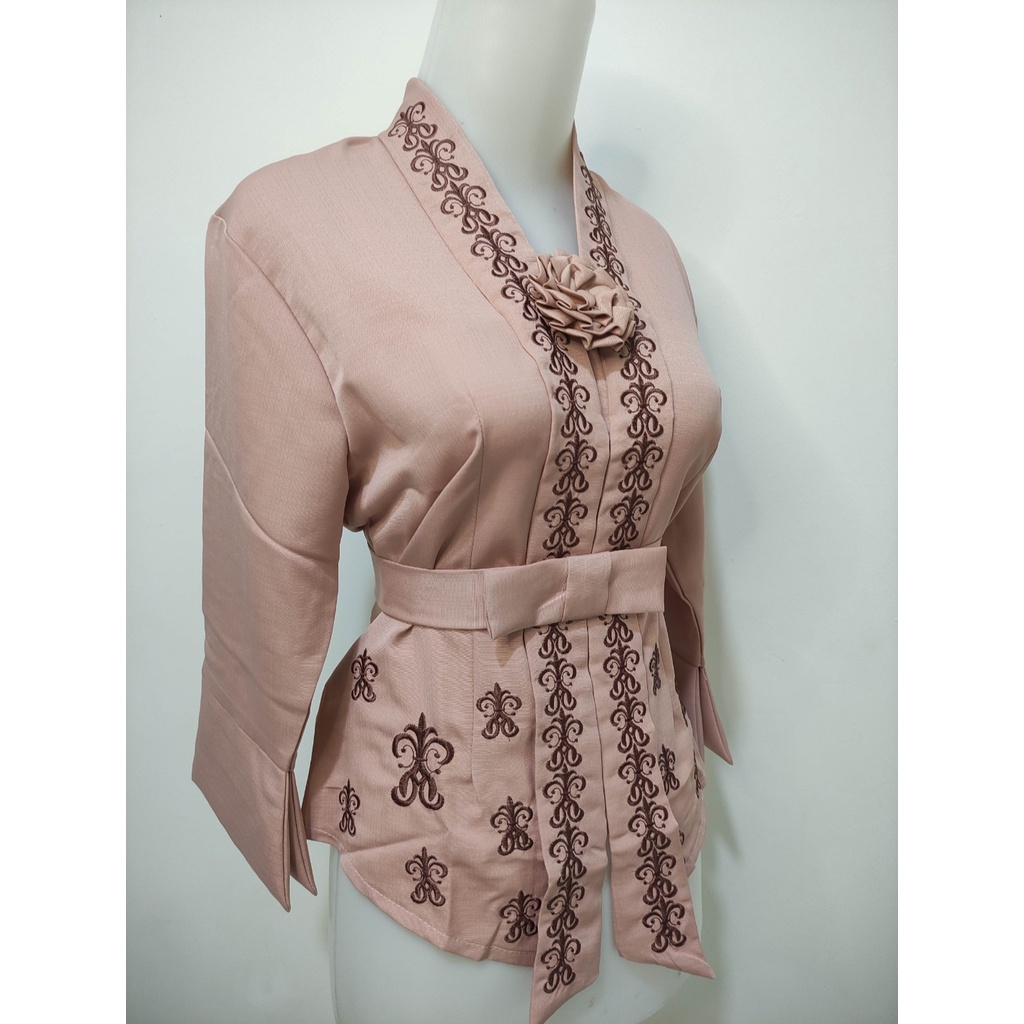 Atasan Kebaya Kutubaru Bordir Modern Warna Putih Tulang|Merah Maroon|Hitam|Cokelat|Putih Cerah / Kebaya Akad Nikah Mewah / Kebaya Wanita Remaja Dewasa Terbaru / Kebaya Wisuda Elegan / Kebaya Kutu Baru Moderen Rihana-Cokelat