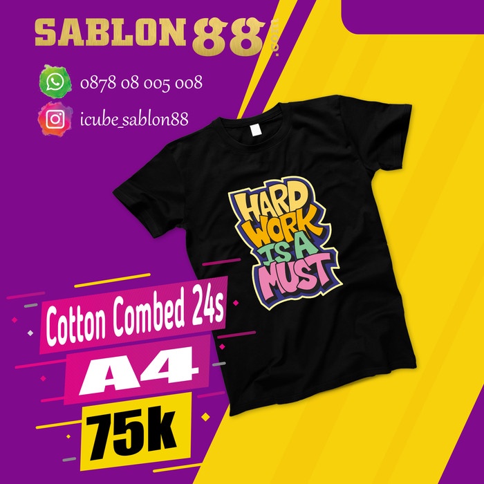 SABLON KAOS SATUAN PRINT DTG KAOS GELAP A4