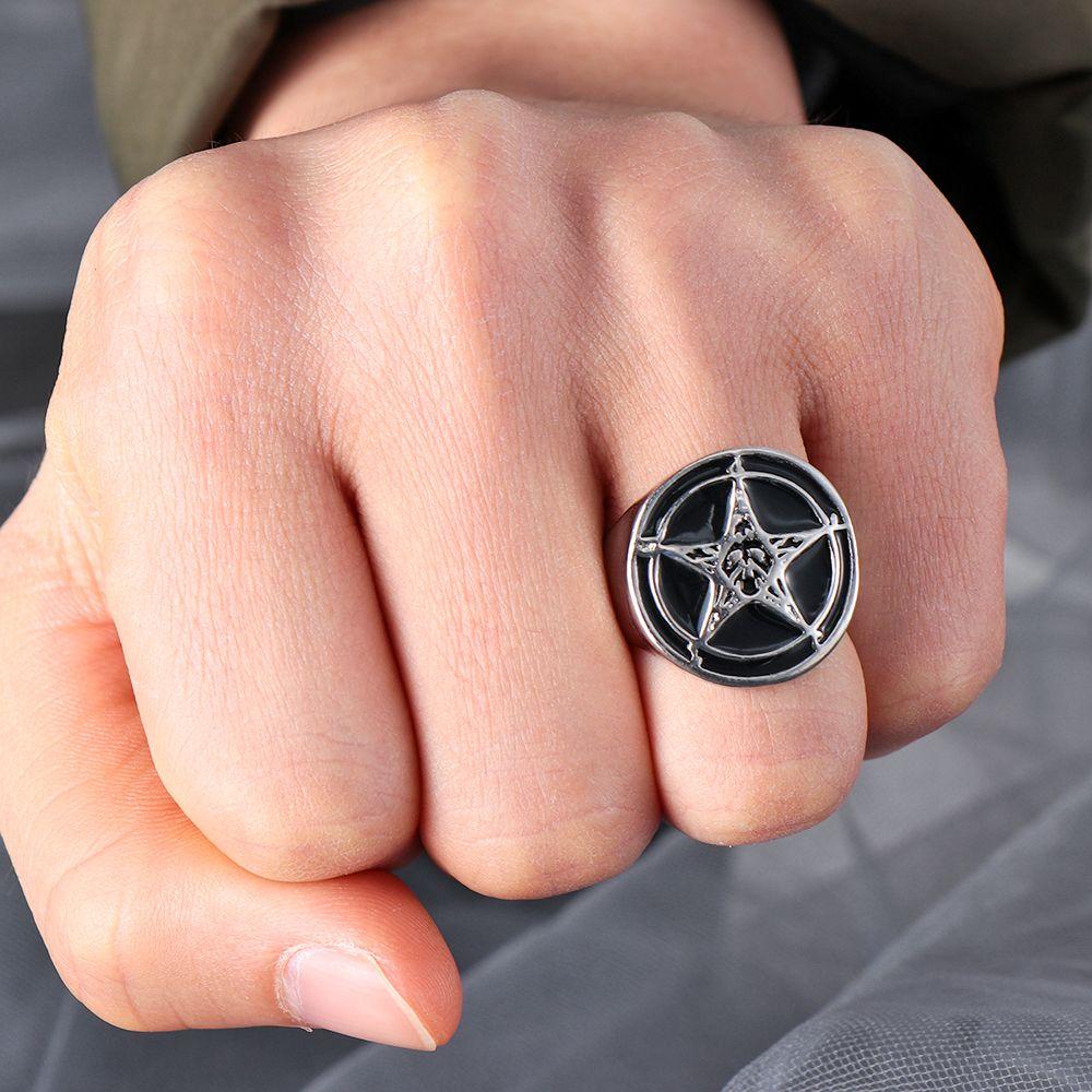 Preva Cincin Punk Band Rings Demon Lucifer Biker Rock Gothic Setan