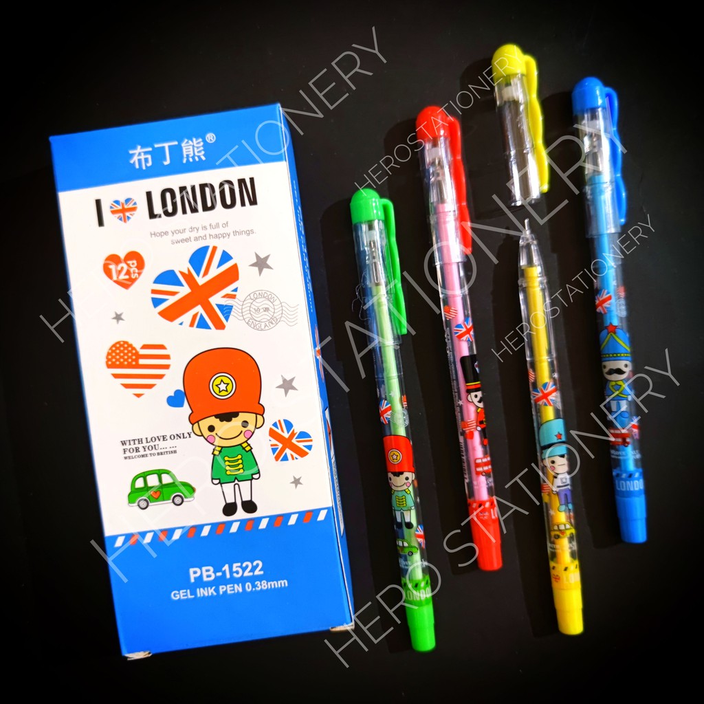 

Gel pen pena i love london 0.38 mm PB-1522 . 12 unit