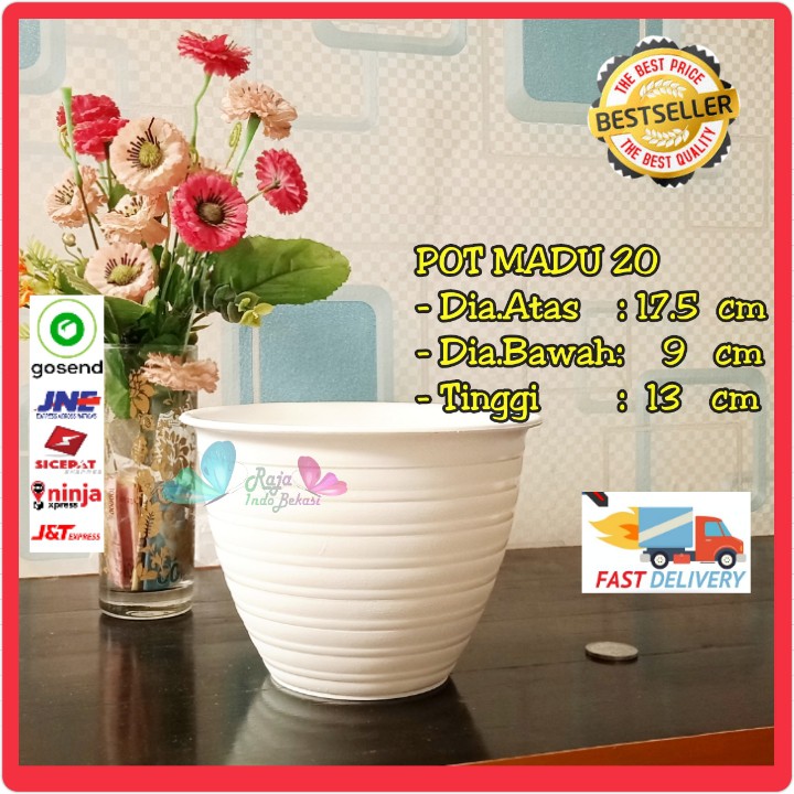 POT TAWON 18 / MDN 18 CM PUTIH / POT MADU 20 - TAWON POT 17 PLASTIK VAS POT BUNGA ARTIFICIAL  MURAH