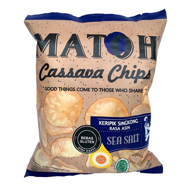 Matoh Cassava Chips - Keripik Singkong SEA SALT Gluten Free &amp; Non Msg 75 g