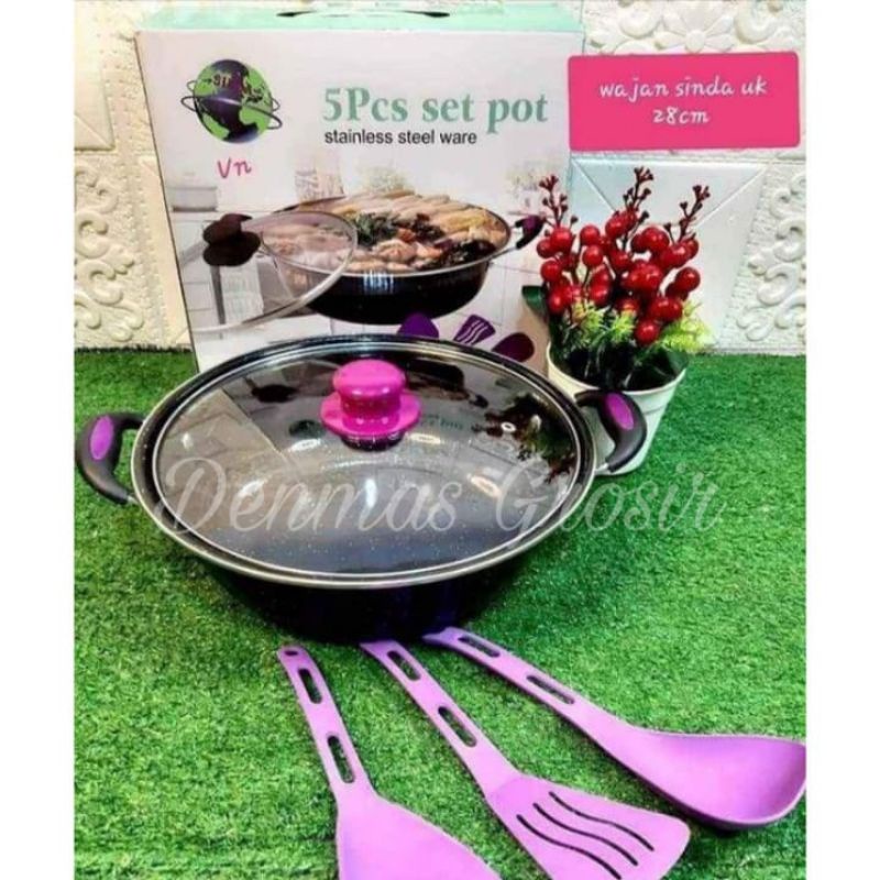 (TERMURAH) Panci Set Pot Plus Spatula/Panci Set 5pcs