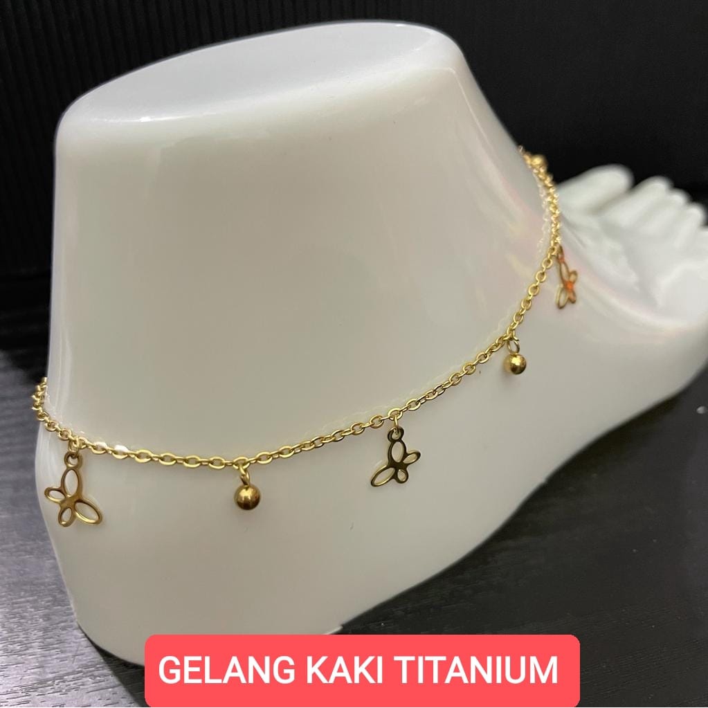 GELANG KAKI TITANIUM WANITA SILVER/EMAS TERLARIS DAN TERMURAH