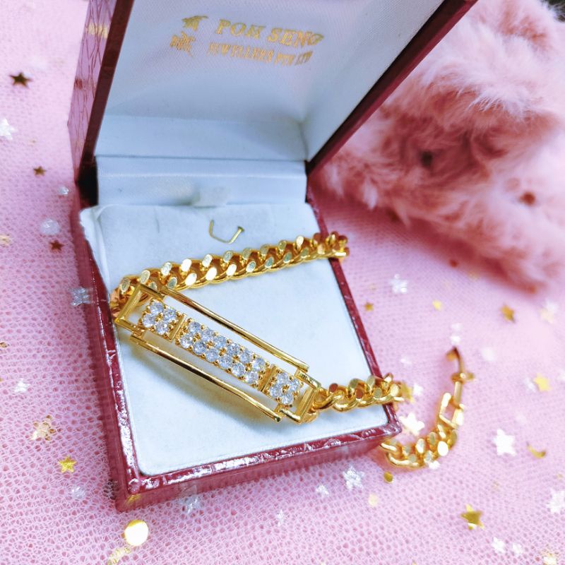 Gelang Tangan Wanita Titanium Anti Karat Lapis Emas 381OE