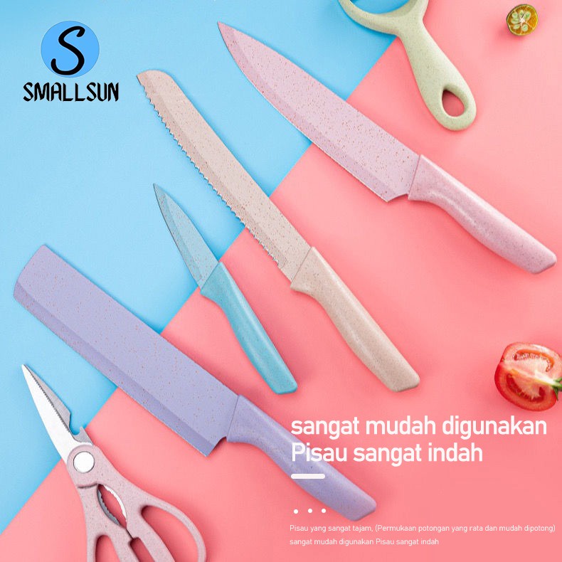 Pisau set 6 in 1 Warna/pisau dapur warna/pisau multifungsion