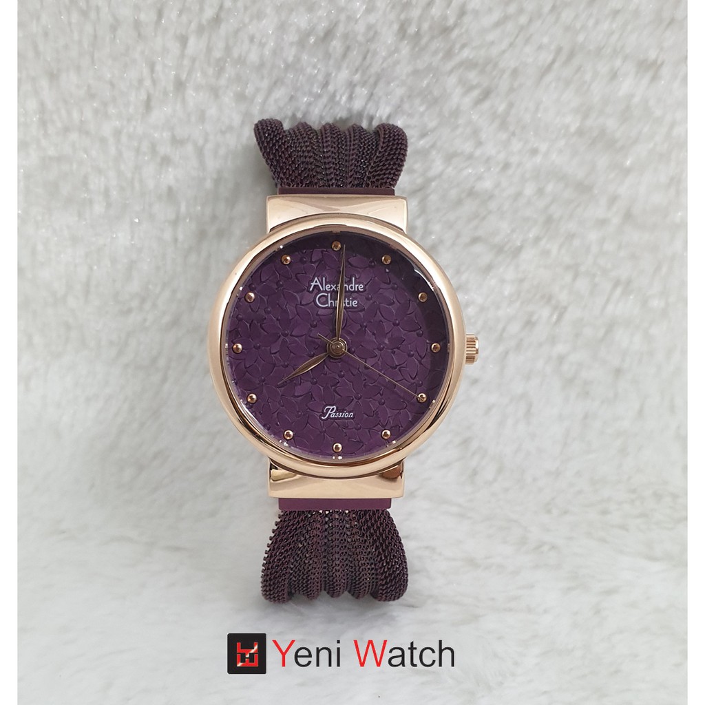 Alexandre Christie Ac2779 Rosegold Violet Jam Tangan Wanita Original Arloji Fashion