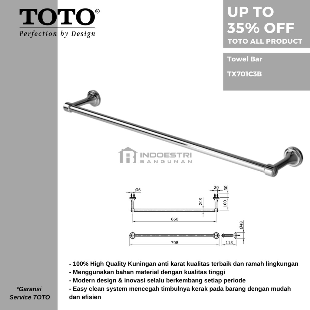 Jual Towel Bar TOTO TX 701 C3B / Rak Handuk TOTO TX 701 C3B Shopee