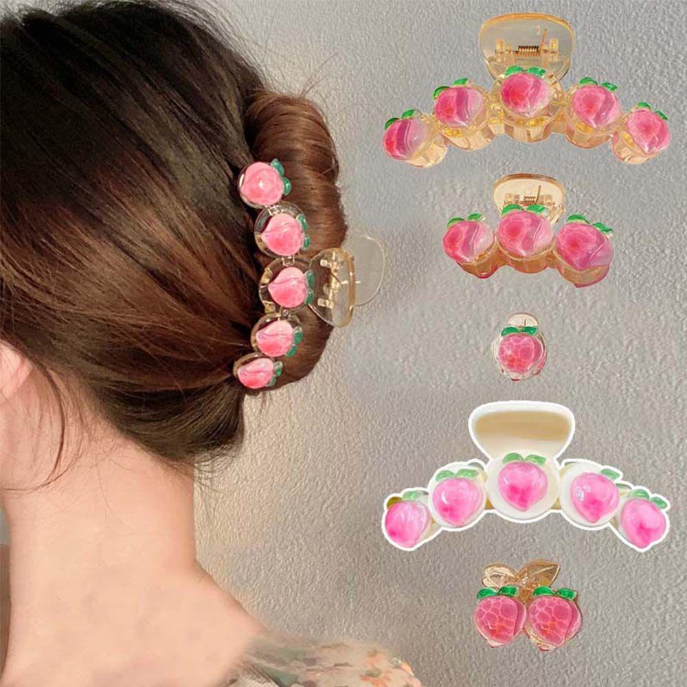 Needway   Wanita Hair Claw Trendy Elegan Pink Peach Musim Panas Kawaii Rambut Jepang Crab Clip