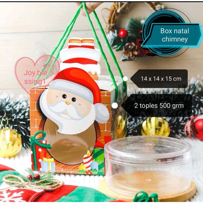 

(KODE N3) BOX KUE NATAL CHIMNEY 2 TOPLES 500 GRM (1 pak isi 5pcs)