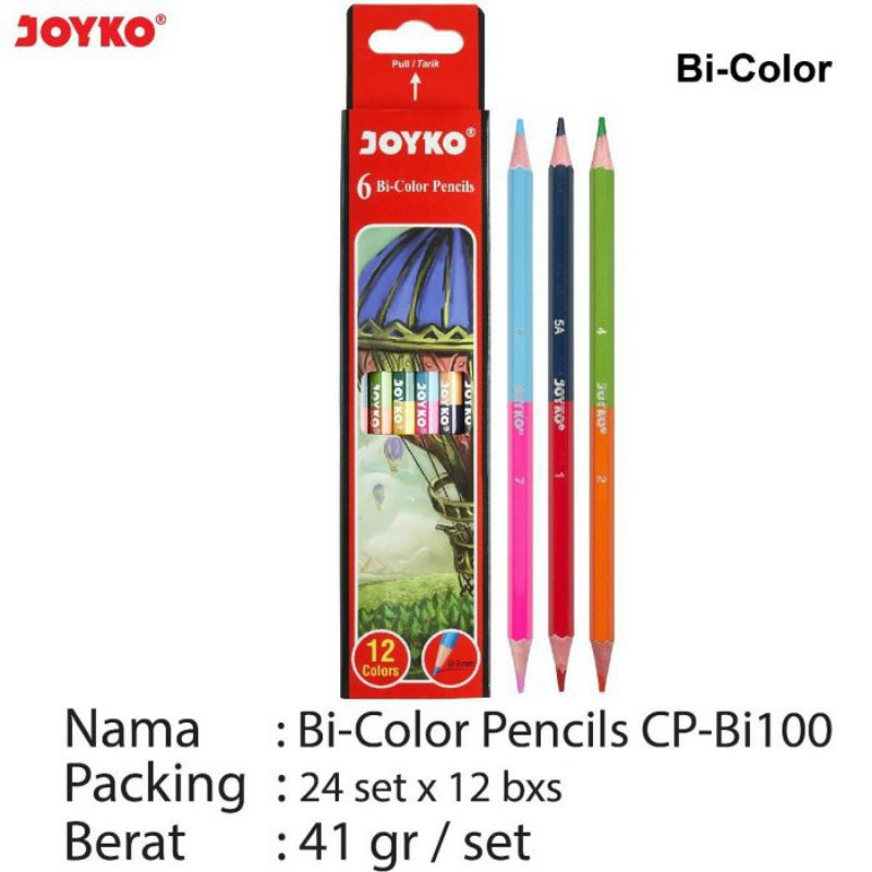 

Pensil Warna Joyko CP-Bi100/ Pensil Warna Bolak balik /Pensil Warna 2 sisi