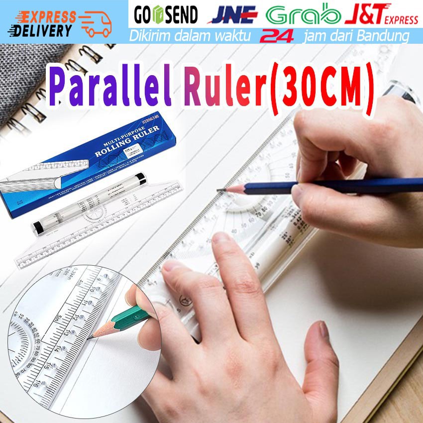 

30cm Multi Purpose Rolling Ruler Penggaris Parallel Penggaris Paralel Transparan Alat Gambar