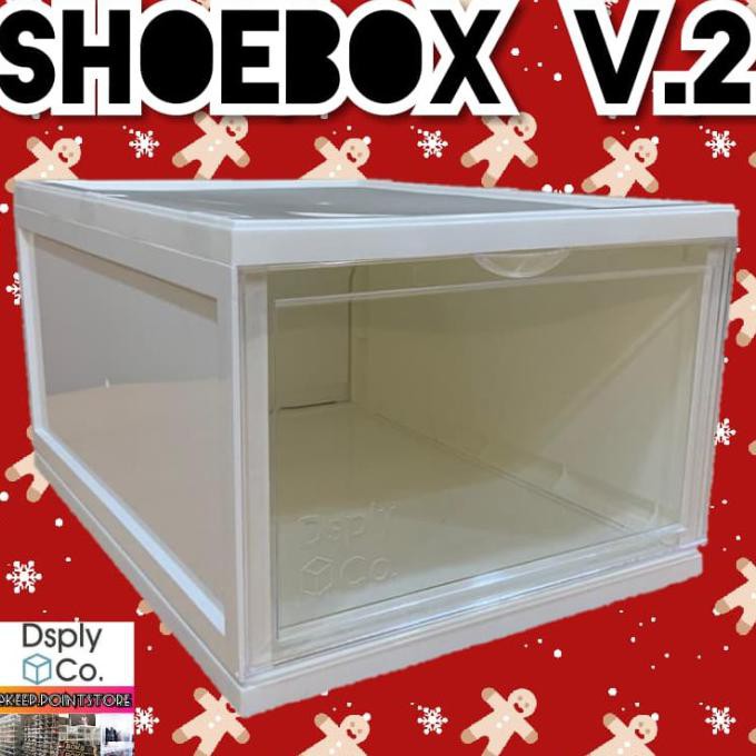 Kotak Boks Box Display Sepatu Sneakers Jordan Nike Yeezy Airmax Putih - Putih Sanyose