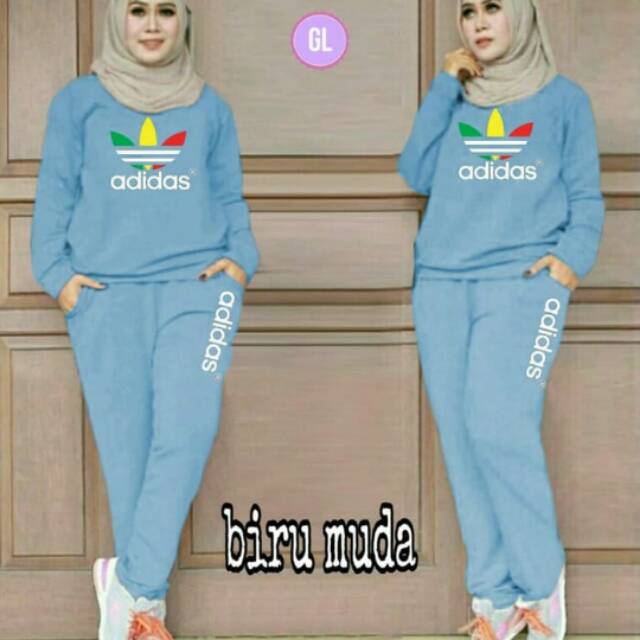 Setelan training adidas pelangi std/bju senam/bju olhrga wanita