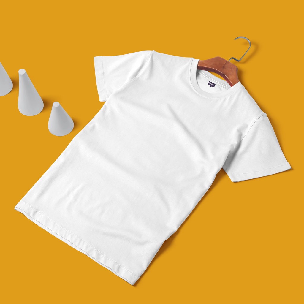 COTTONBDG KAOS POLOS PRIA COTTON COMBED 24S TANGAN PENDEK WARNA PUTIH BRIGHT WHITE UKURAN S-XL ORGINAL