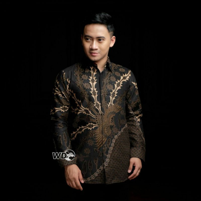 Agrapana Baju Batik Pria Lengan Panjang Batik Premium Modern Rajata size M L XL XXL-Murai hitam