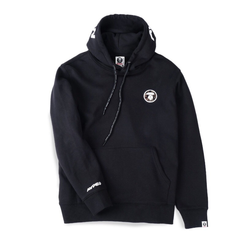 Aape by A Bathing Ape Camo Logo Patch Hoodie Black.