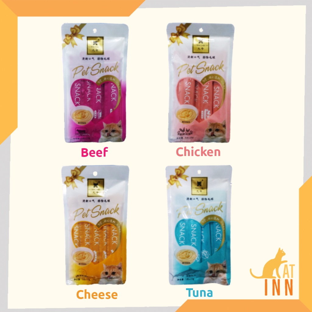 Nine Lives Creamy Cat Treats Snack Cemilan Kucing Cair Liquid 75 Gram (15g x 5 pcs)