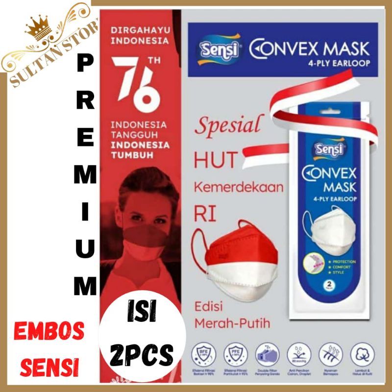 masker sensi convex  merah putih kf94 3 lapis medis sensi Evo garuda