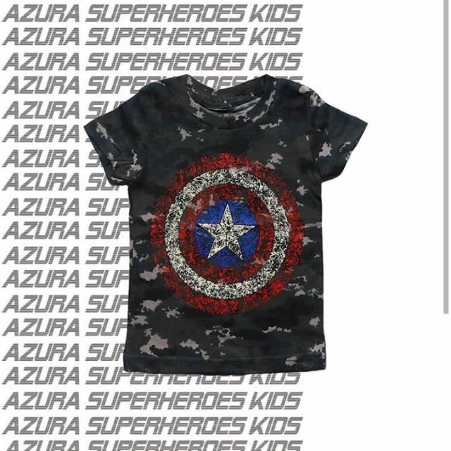 KAOS ANAK KIDS CAPT TAMENG BERCAK / KAOS AZURA SUPERHEROES ANAK LAKI LAKI