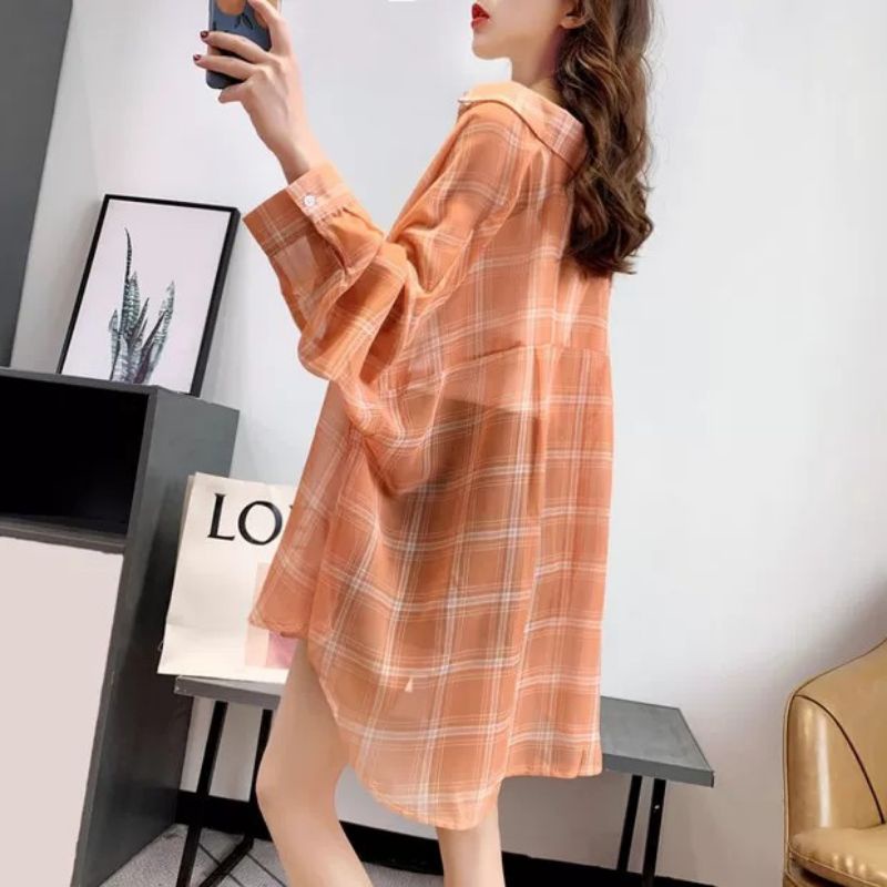 MDLV ~ 8592 LULU PLAID SHIRT KEMEJA KOREA KEMEJA OVERSIZE BLOUSE KEMEJA OUTER IMPORT FASHION IMPORT