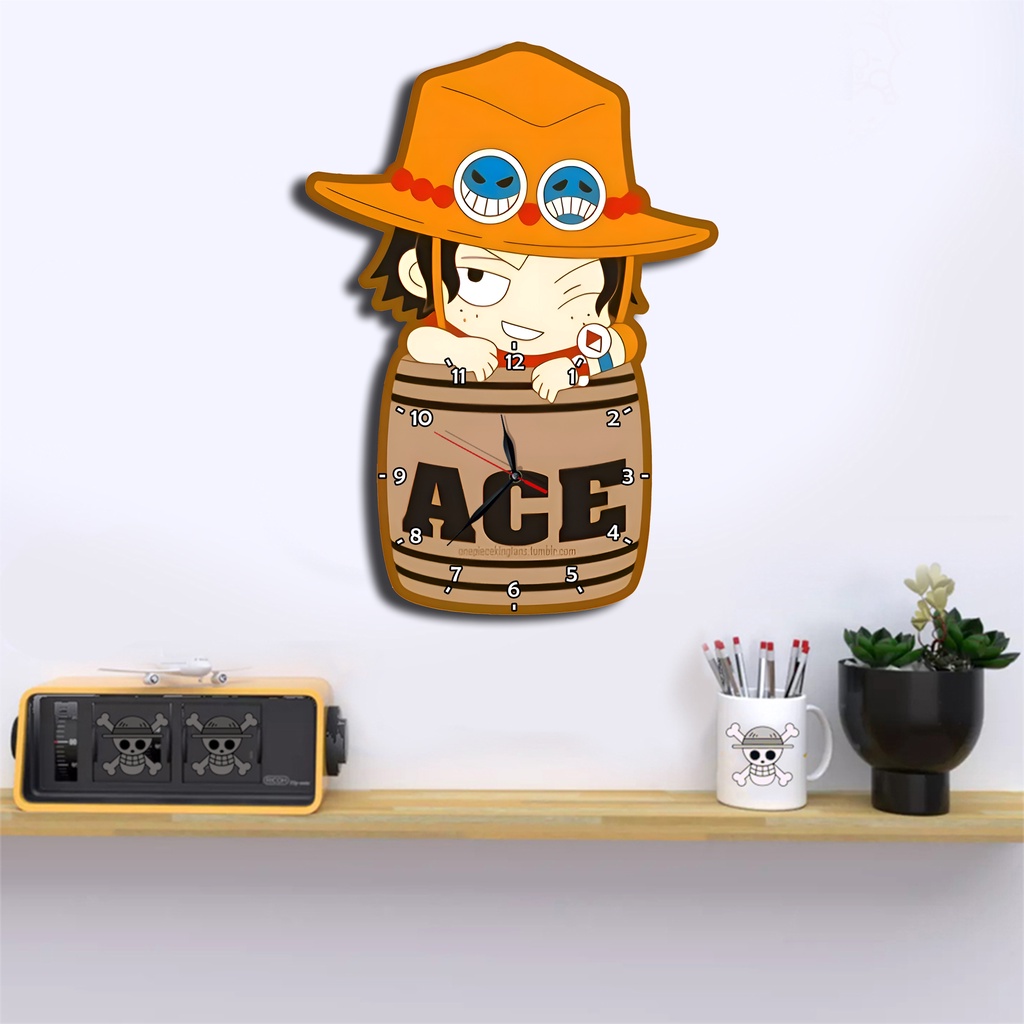 Jam Dinding Pola Unik Design Onepiece Special Edition Free Vintage Box + Baterai rajadekorofficial-Ace