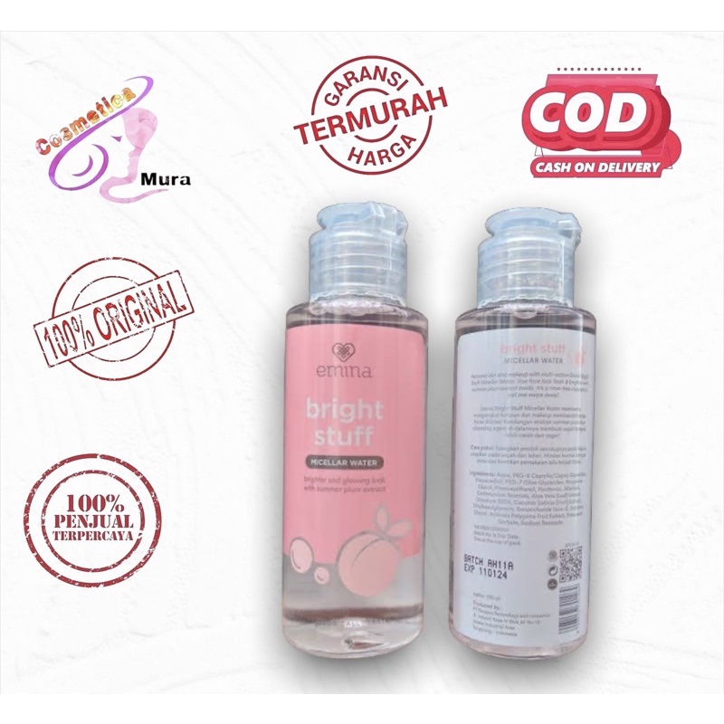 [ 100 ml ] emina Bright stuff micellar water 100 ml - pembersih wajah emina bright stuff micellar water 100 ML