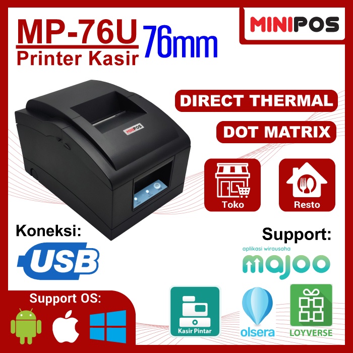 Printer Kasir MINIPOS MP-76U Dot Matrix 76mm USB, High Speed, Silence