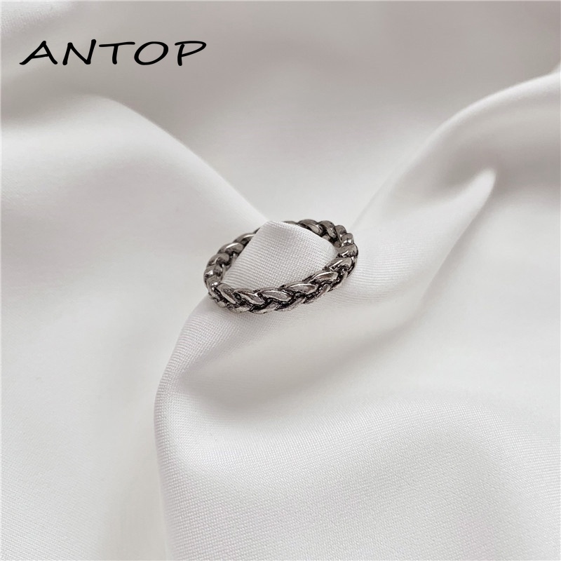 Cincin Desain Twisted Retro Korea Unik untuk Pria dan Wanita ANTOP