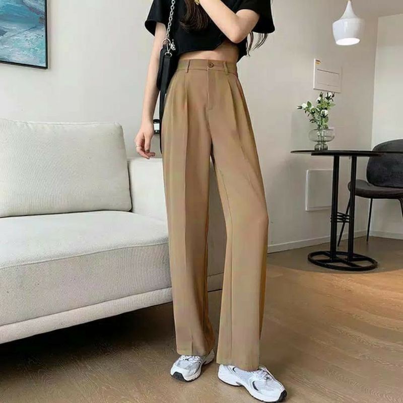 Yora Pants Wanita Celana Chino Wanita Korea Long Wide