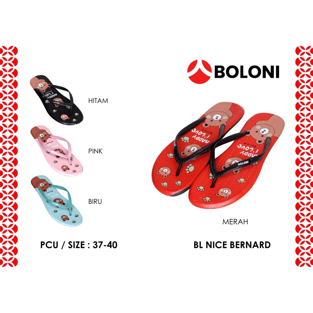 (BERNARD) SANDAL JAPIT KARET BOLONI BEAR KARAKTER LUCU