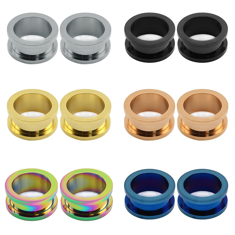 Ear Plug Expander Bahan Stainless Steel Warna Hitam Ukuran 1.6mm - 30mm Untuk Tindik Telinga