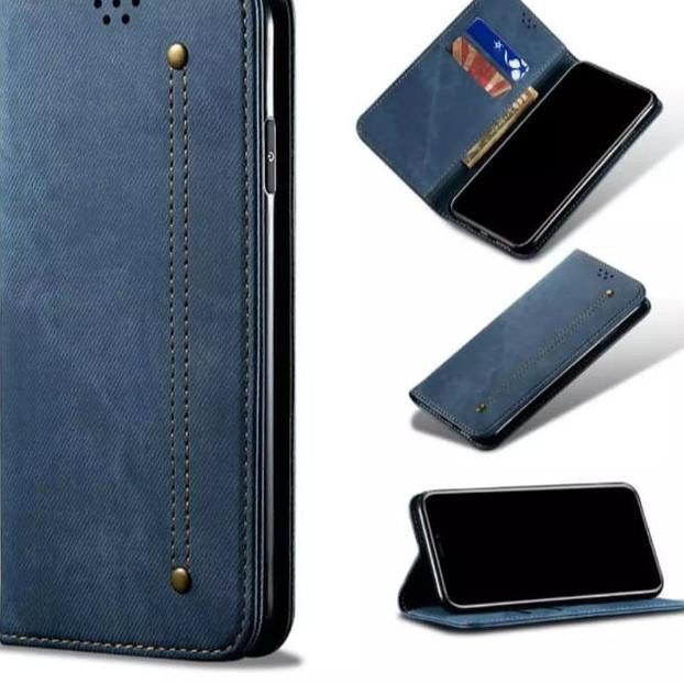 VIVO X60 PRO X60PRO FLIP SOFT CASE Casing Cover Jeans Kulit Dompet - khaki