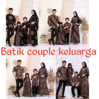 Batik Couple Keluarga Gamis Busui Motif Prasasti Batik Keluarga Seragam.
