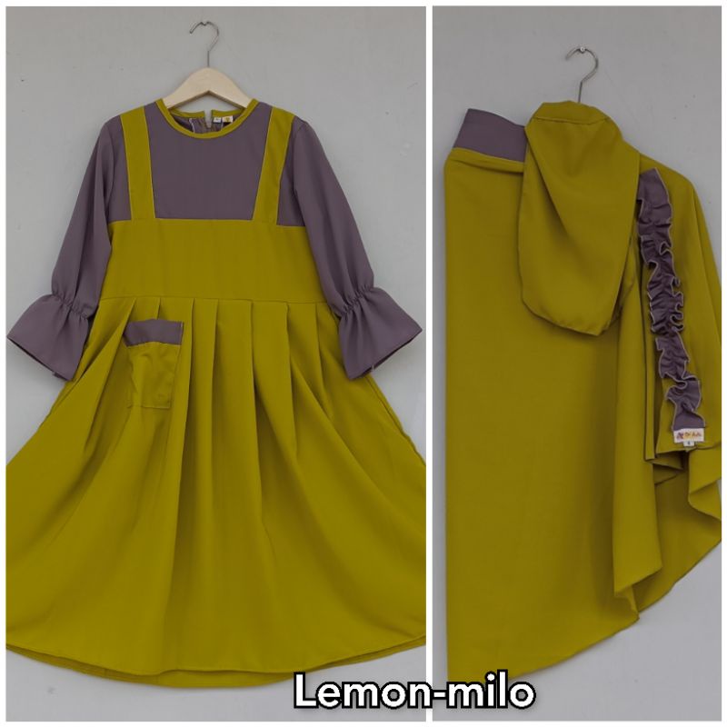 Set gamis wolfis cadar anak perempuan banat overal umur 2 3 4 5 6 7 8 9 10 tahun couple syar'i baju 