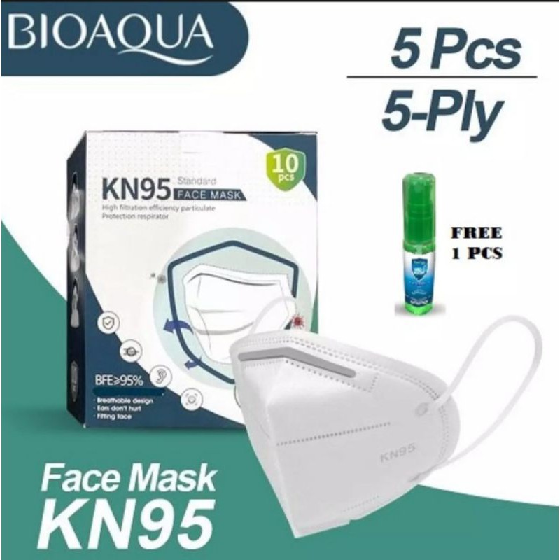 Masker KN95 KN 95 Masker Kesehatan Masker Wajah KN95 5-ply Masker 5 ply - 5 Pcs FREE 1 Pcs BIOAQUA
