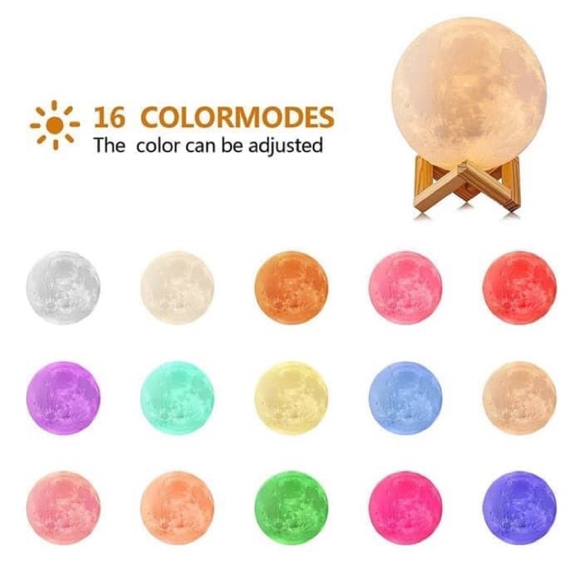 Moon Lamp 15 CM 16 Color / Lampu Bulan 15 CM 16 Warna