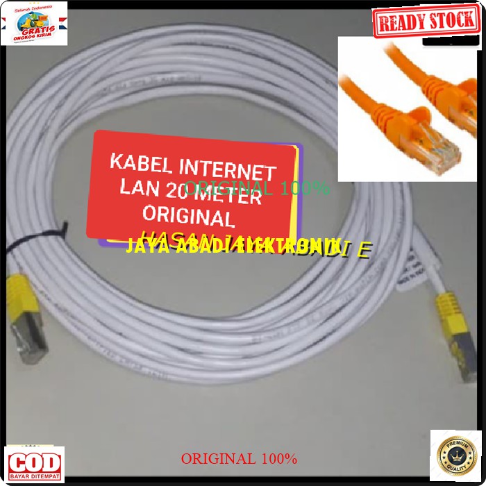 G300 Kabel lan rj45 20 meter UTP Scable konektor wifi internet PLUG boot komputer jaringan computer switch router modem G300  Siap langsung pakai 20 meter  Kabel LAN dengan Kepala Konektor + PLUG BOOT yang sudah terpasang, Praktis dan Tidak Ribet