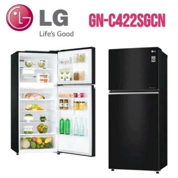 LG GN-C422SGCN KULKAS 2 PINTU SMART INVERTER KAPASITAS JUMBO 416 L - BLACK