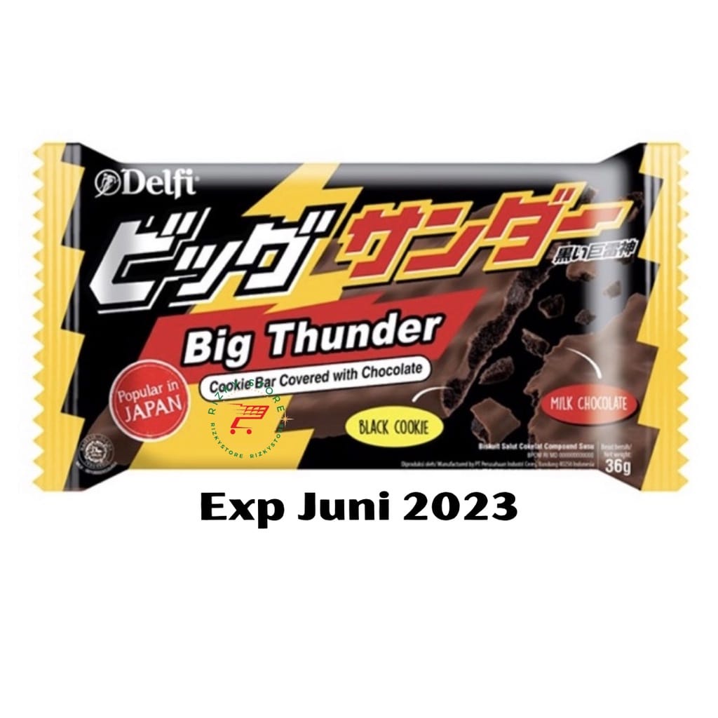 DELFI BIG Thunder Yuraku Cookie Bar Chocolate 36Gram JUMBO