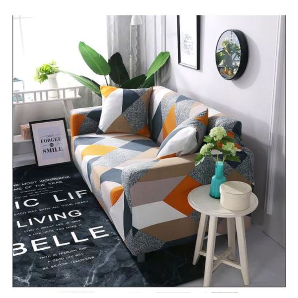 TM Hot List Sarung Sofa Diagonal Motif Warna - Cover Sofa