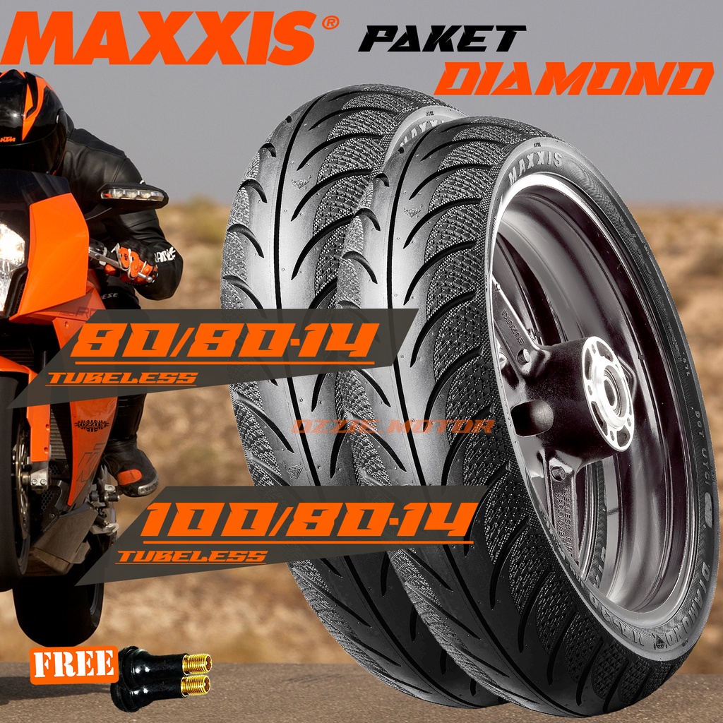 PAKET BAN MAXXIS DIAMOND 80/80-14 &amp; 100/80-14 BEAT FINO LEXI MIO VARIO