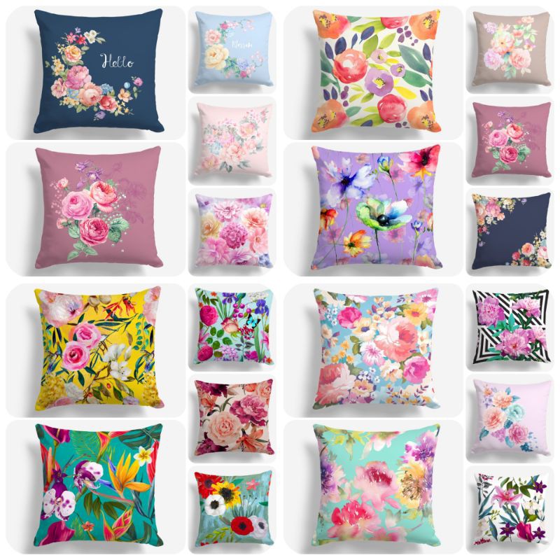 SARUNG BANTAL SOFA MOTIF FLORAL 40cm BUNGA FLOWER