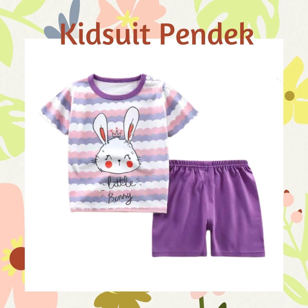 Plazababyku KIDS SUIT PENDEK H5 Setelan Anak Bahan Kaos Lengan + Celana Berkualitas Import NEW1