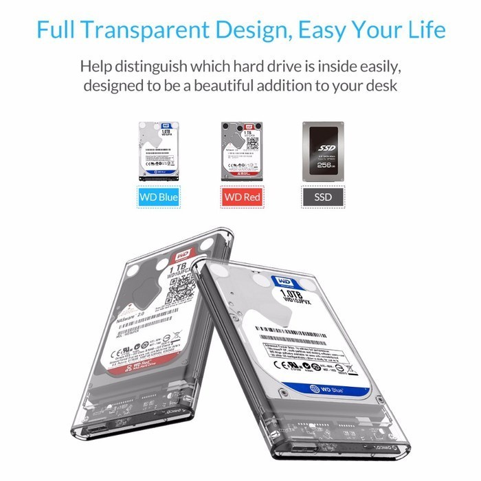 ORICO 2139U3 2.5 inch Transparent USB3.0 Hard Drive Enclosure