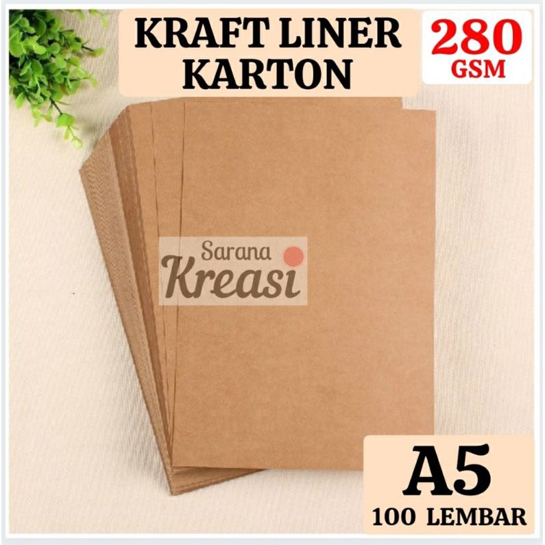 

Kertas Kraft Liner Karton 280gsm A5 - isi 100 LEMBAR - samson Karton Crafting Paper