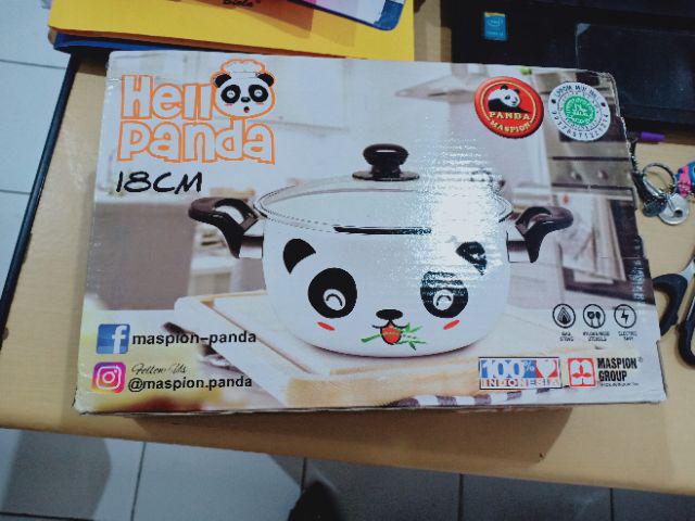 Panci Enamel Maspion Hello Panda 18 Cm / Panci Serbaguna