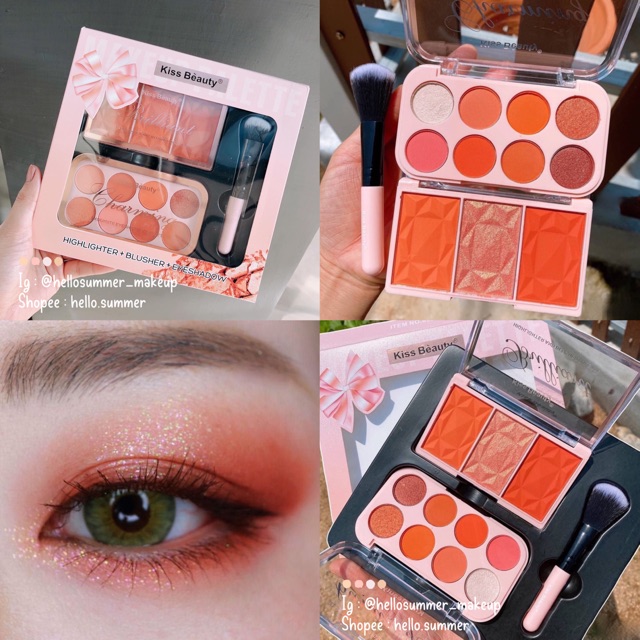 [ORI THAILAND] Kiss Beauty Charming Makeup Set Blush Highlighter