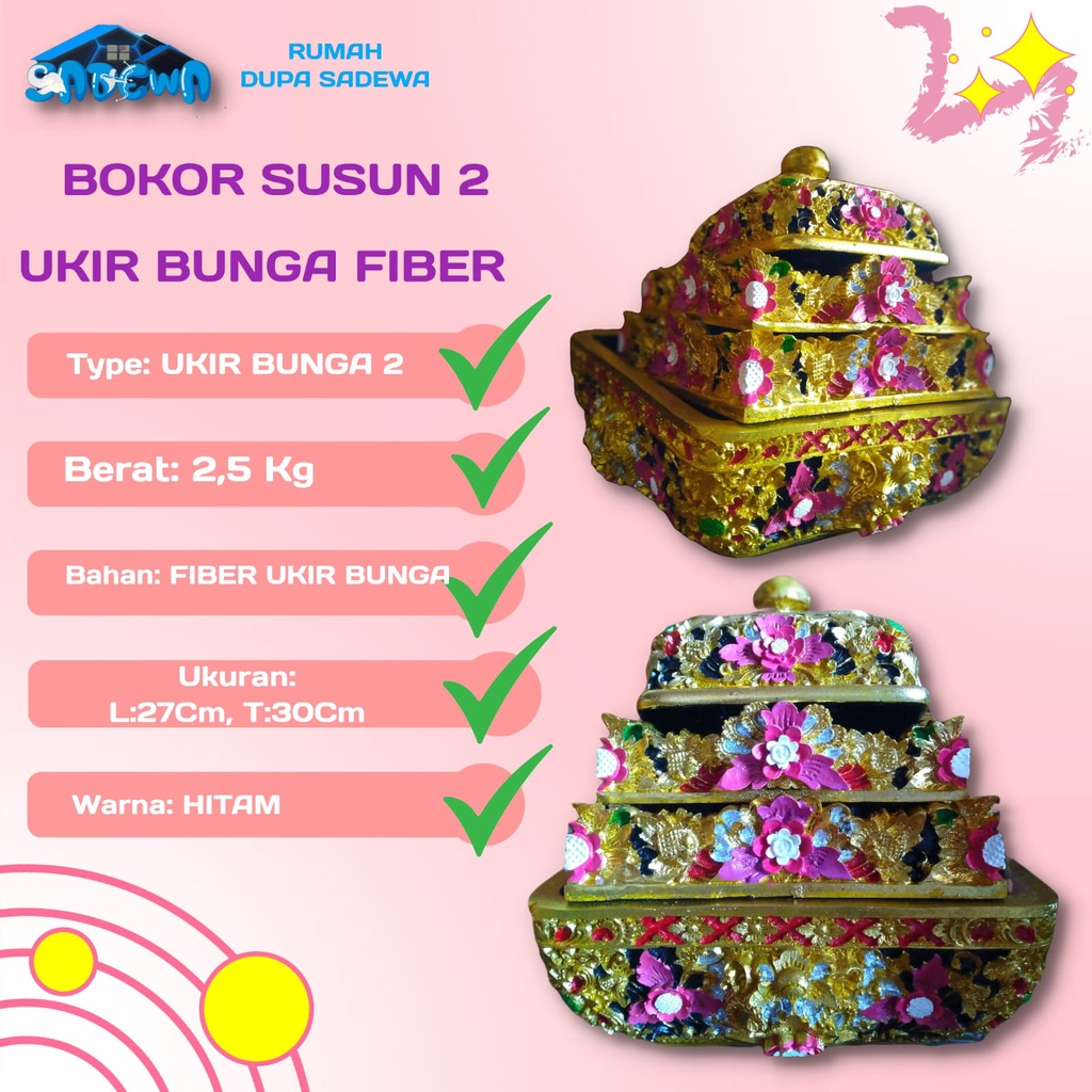 BOKOR NARE 4 ANAK 1 TUTUP UKIR BULAT KOTAK SUSUN 2 SUSUN 3 BAHAN FIBER